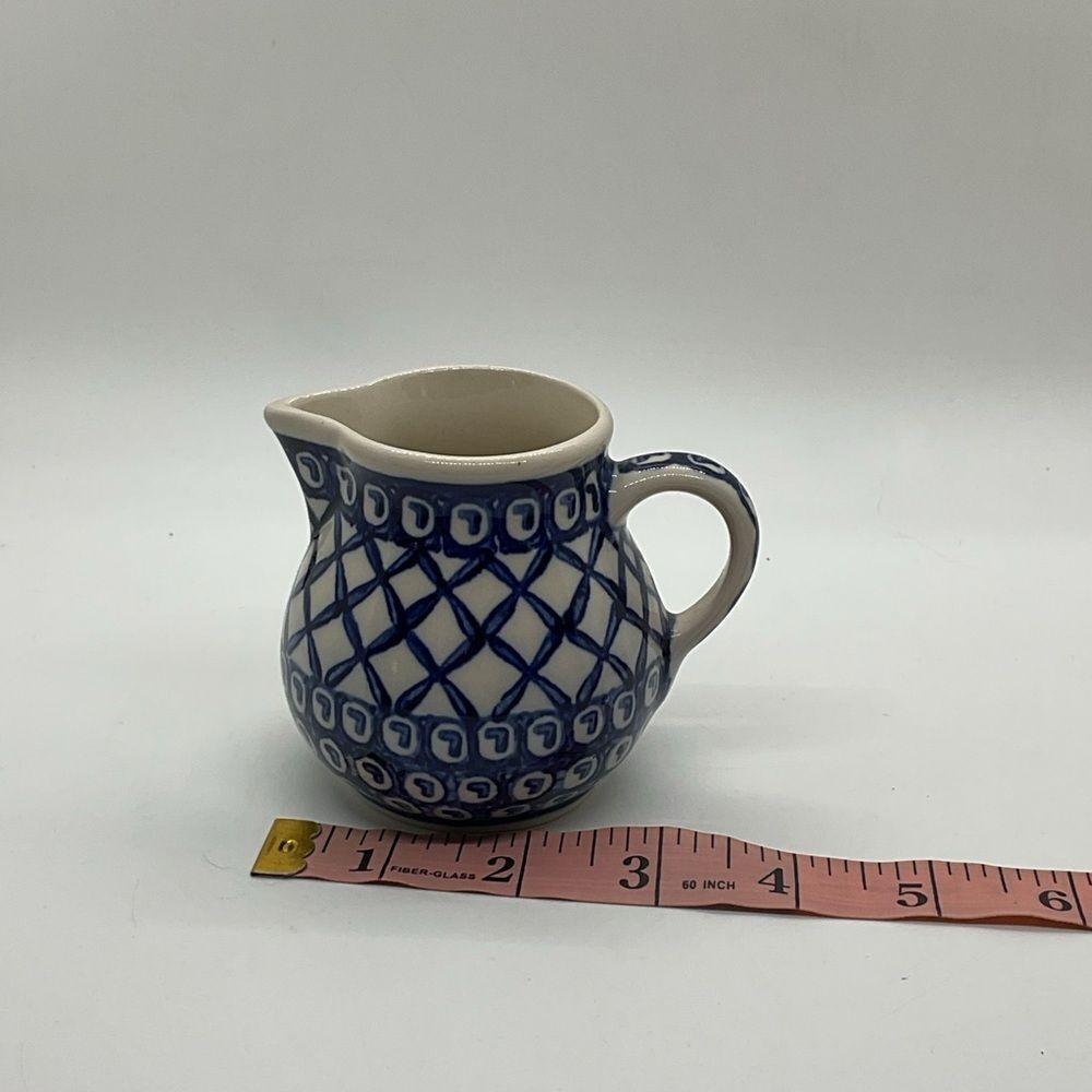 Boleslawiec Polish Pottery Blue and White Ceramic Mini Pitcher